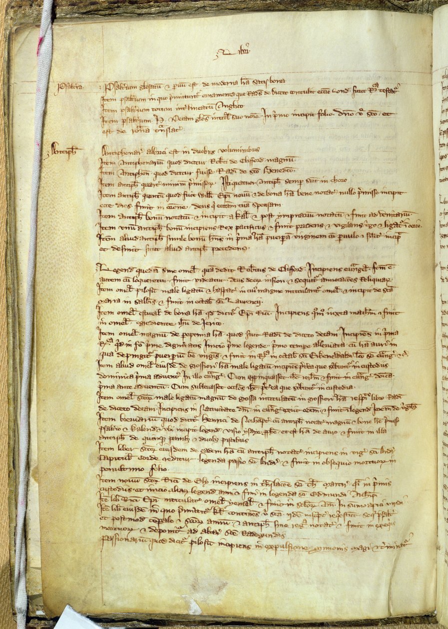 Ms.25516 fol.18v Liber I van een inventaris van boeken in de St. Pauls Cathedral, laat 13e eeuw door English School