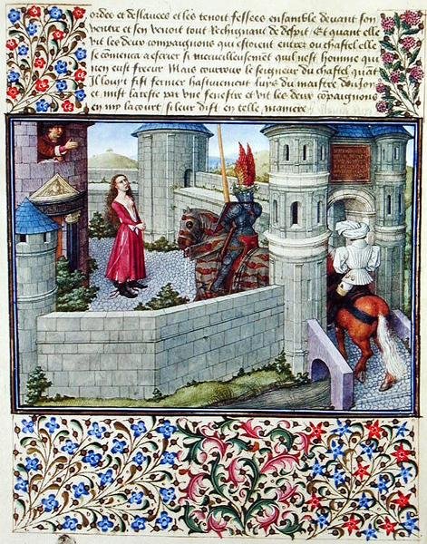 Ms. 2597 Hart en Verlangen betreden de binnenplaats van het Kasteel van Woede te paard, facsimile editie van 