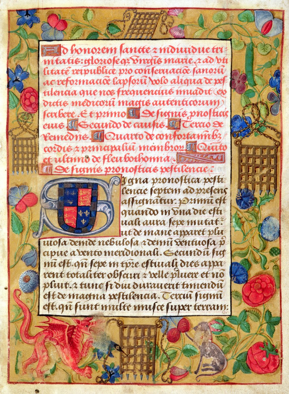Pagina uit een Verzameling van Pestverhandelingen in het Latijn en Engels, ca. 1500 door English School