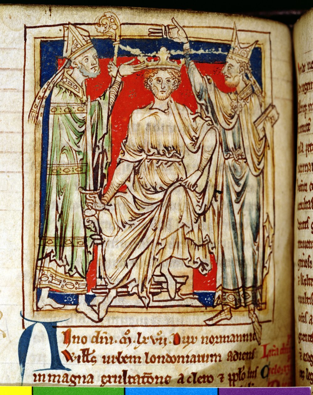 Ms 6712 (A.6.89) fol.123v Willem I (1028-87) de Veroveraar, miniatuur uit Flores Historiarum, door Matthew Paris, 1250-52 door English School