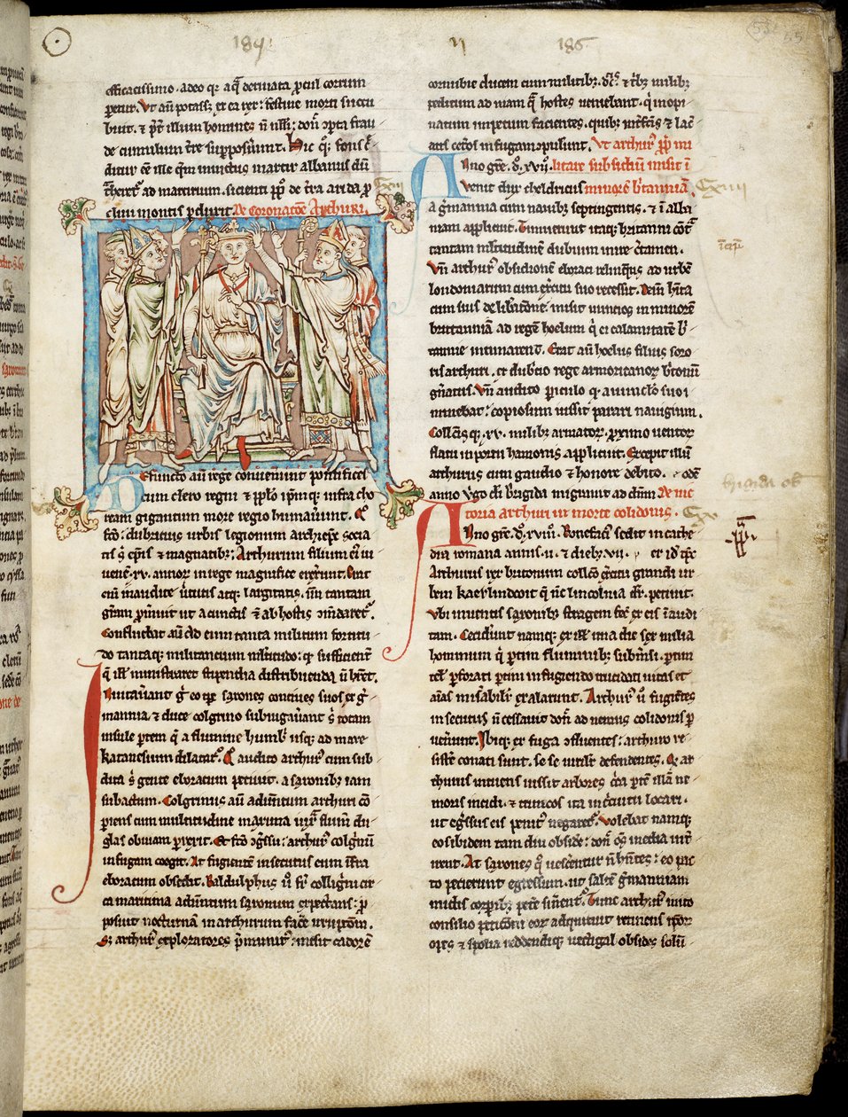 Ms 6712 (A.6.89) fol.53 Koning Arthur, miniatuur uit Flores Historiarum, door Matthew Paris, ca. 1250-52 door English School