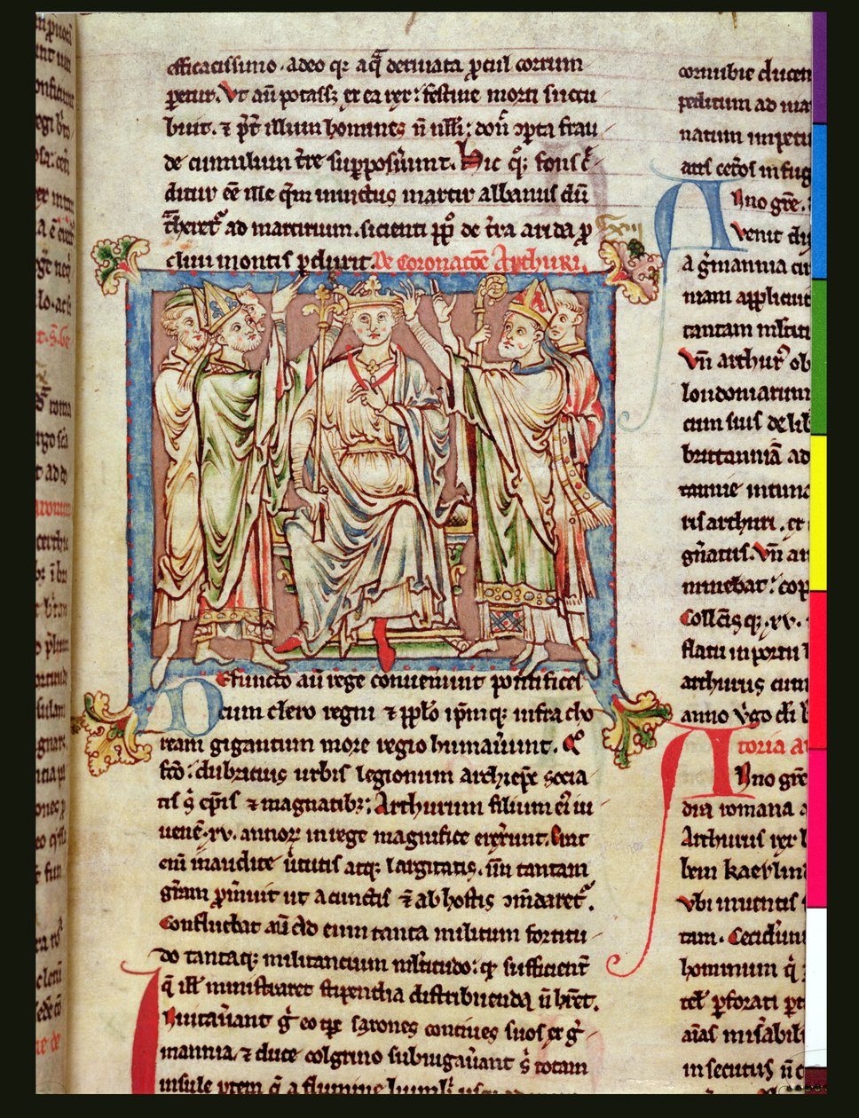 Ms 6712 (A.6.89) fol.53 Koning Arthur, miniatuur uit Flores Historiarum, door Matthew Paris, ca. 1250-52 door English School