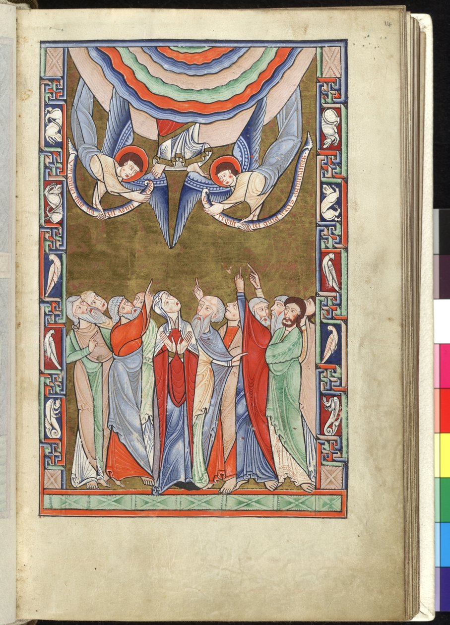 De Hemelvaart, uit de Hunterian Psalter, c.1170 door English School