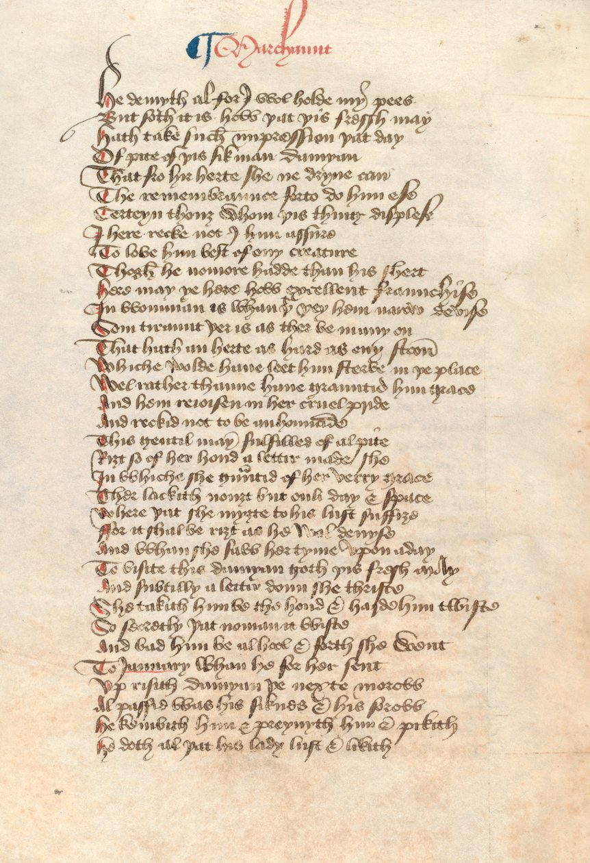 Ms. New Coll 314, f90v, De Canterbury Tales door Geoffrey Chaucer door English School