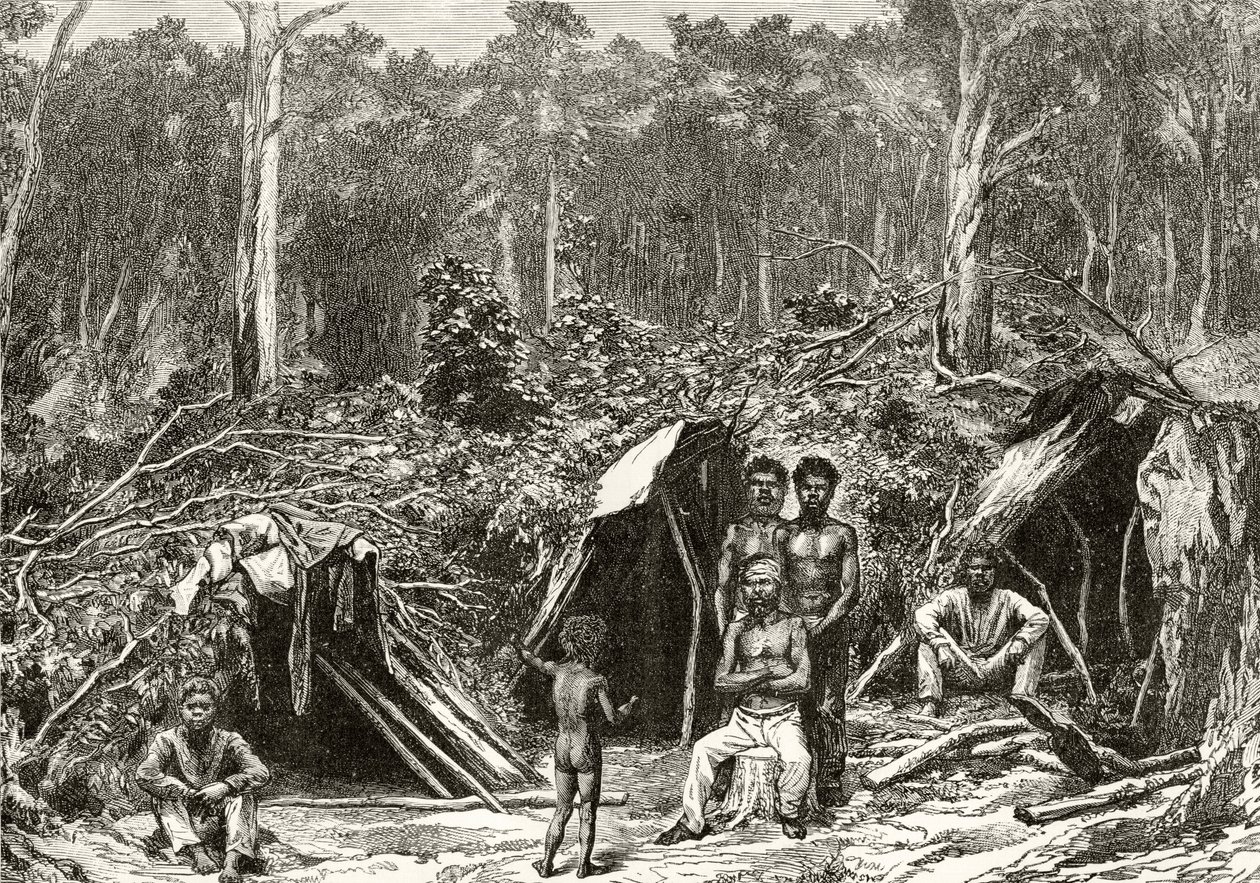 Inheems Aborigineskamp, ca. 1880, uit 