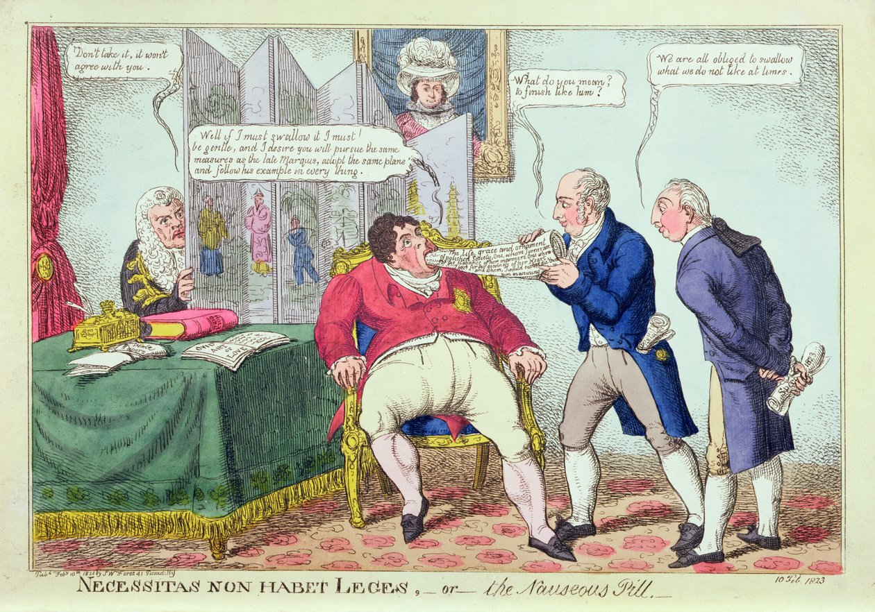 Necessitas Non Habet Leges, of de Misselijkmakende Pil, 1823 door English School