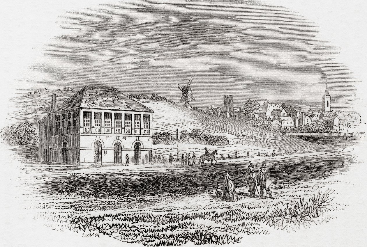 Newmarket Racecourse, Newmarket, Engeland in de tijd van Charles I, uit Old England: A Pictorial Museum, pub. 1847 door English School