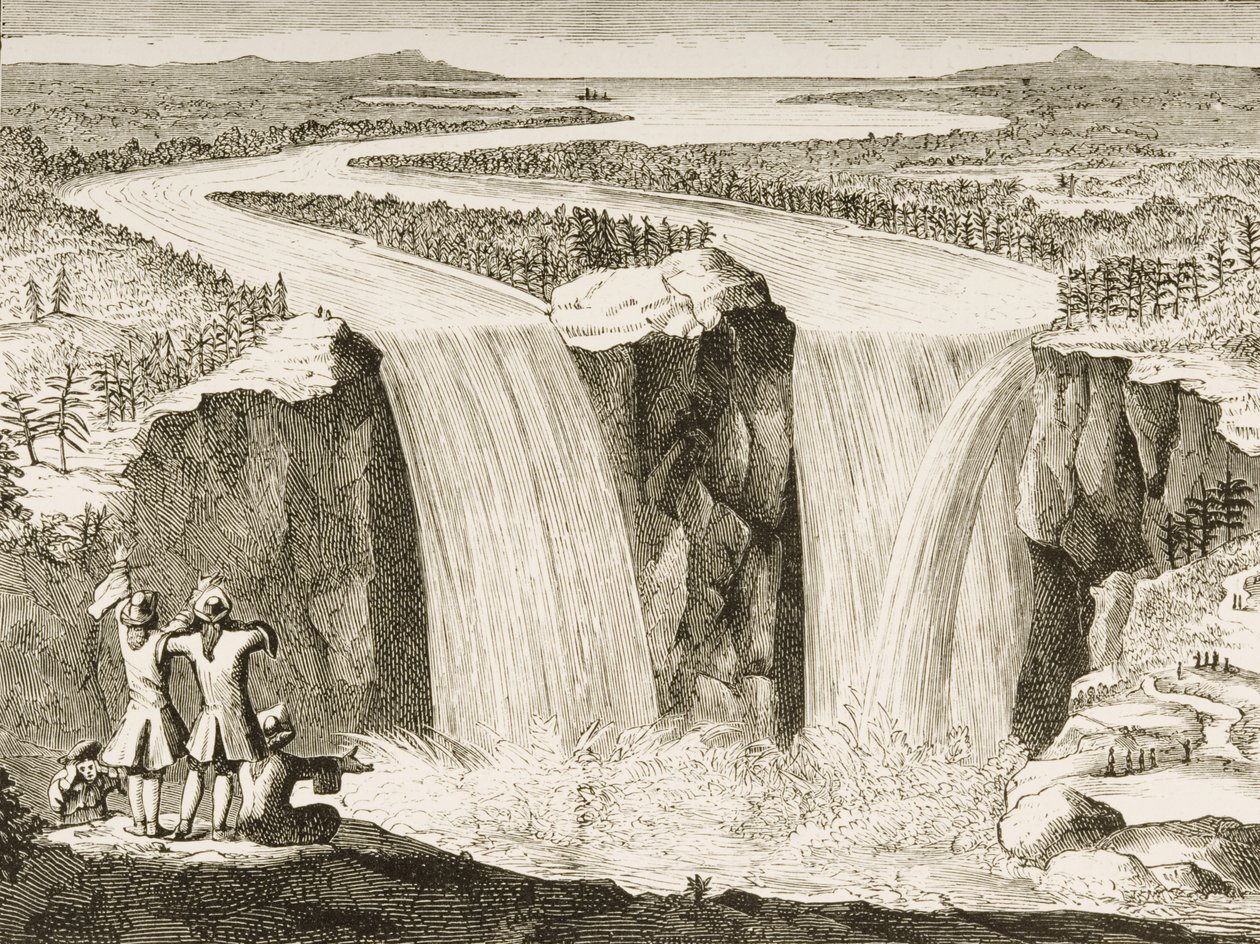 Niagara Falls, naar een schets gemaakt door Vader Hennepin in 1677, uit 