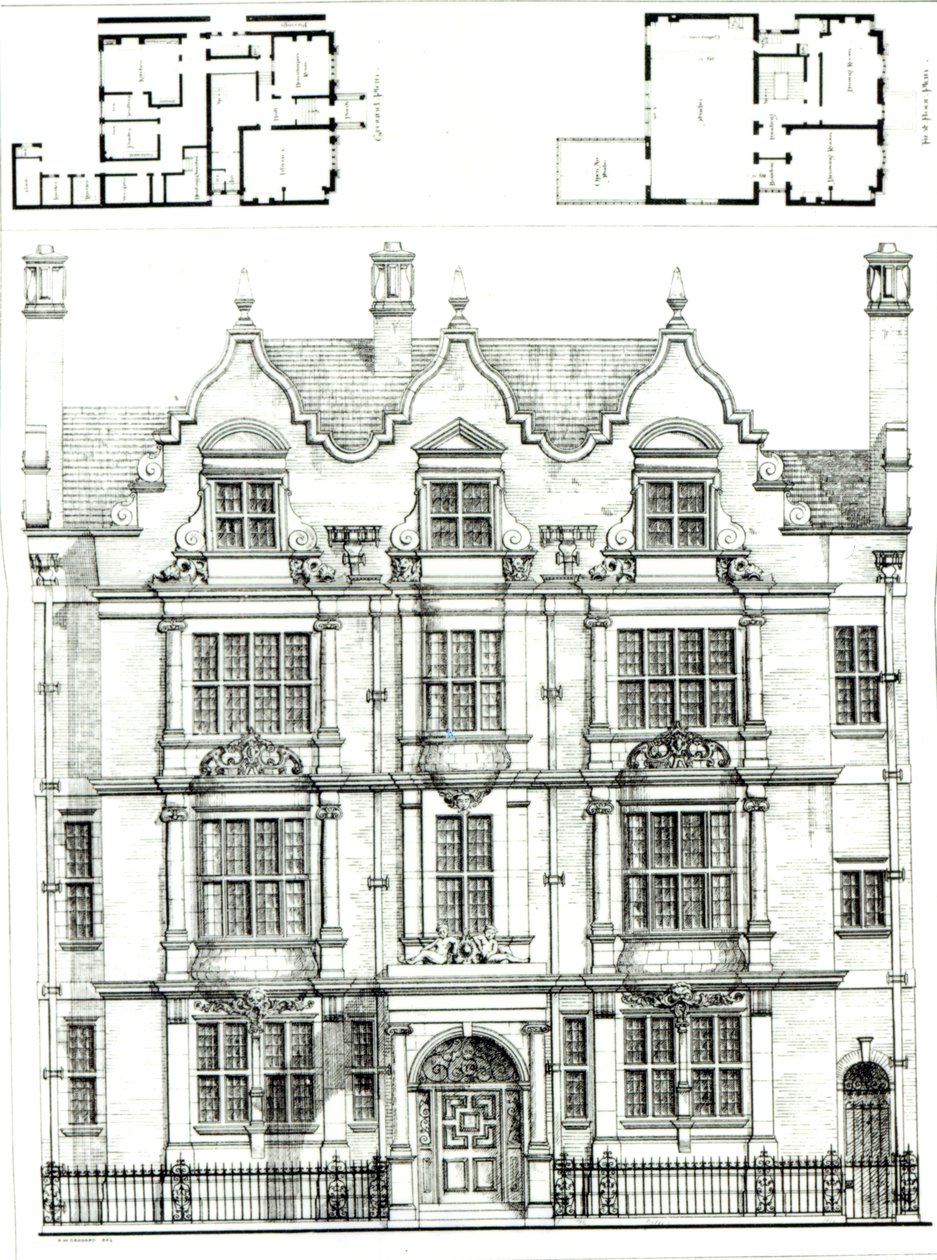 No.70 Ennismore Gardens, South Kensington, uit The Building News, 23 juli 1886 door English School