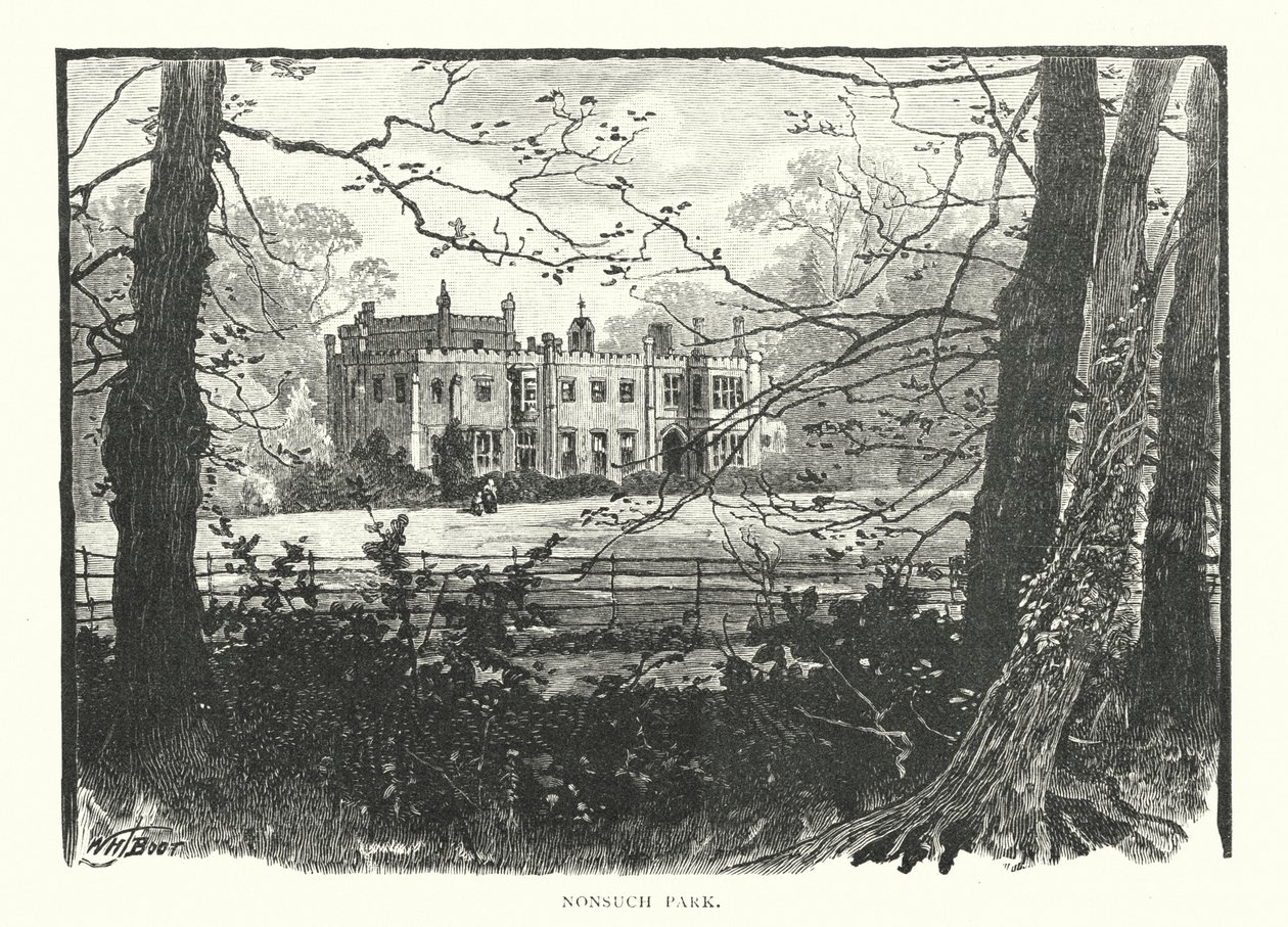 Nonsuch Park (gravure) door English School