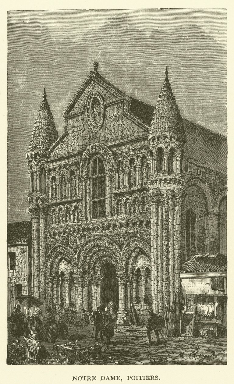 Notre Dame, Poitiers (gravure) door English School