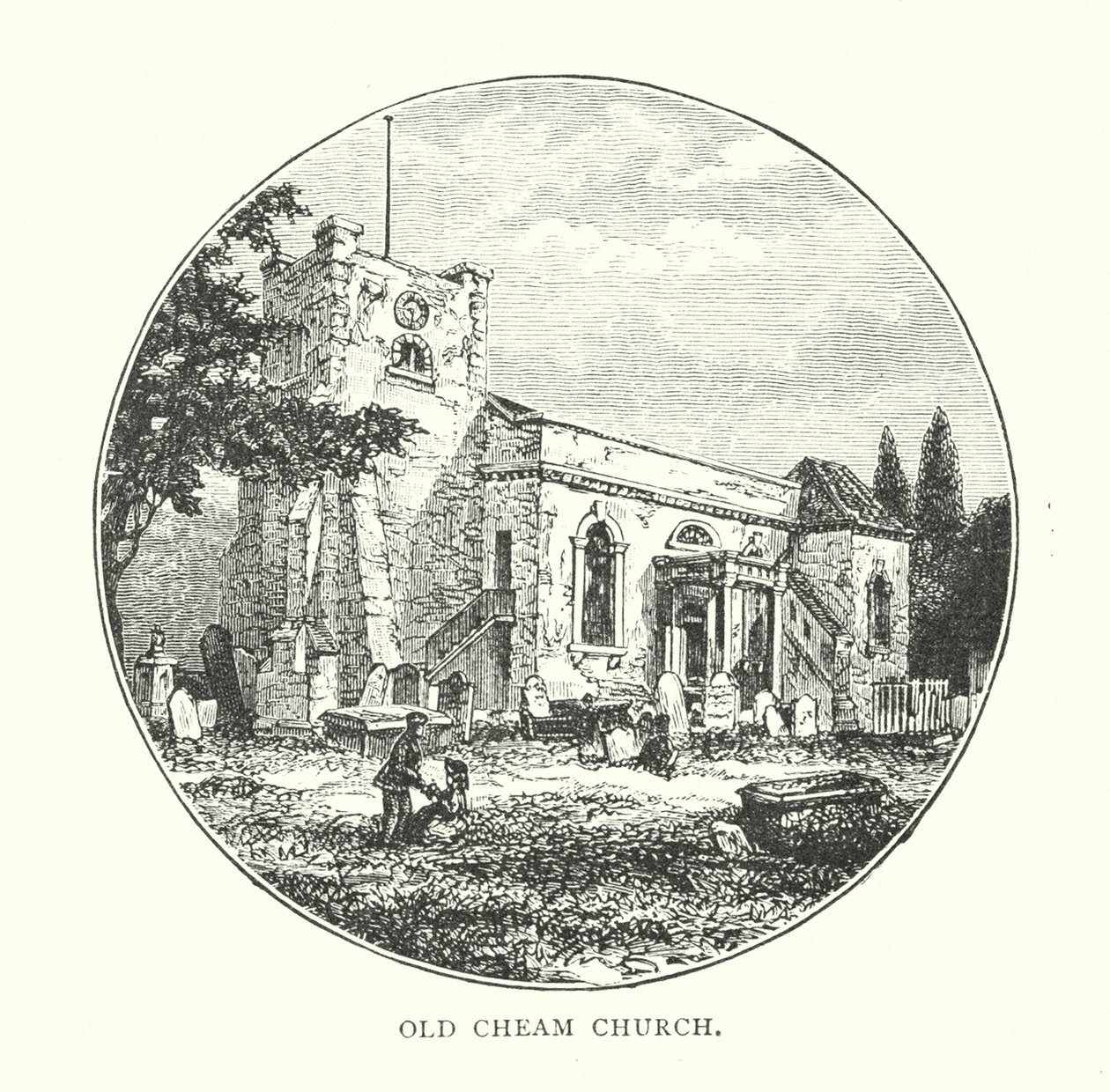 Old Cheam Church (gravure) door English School
