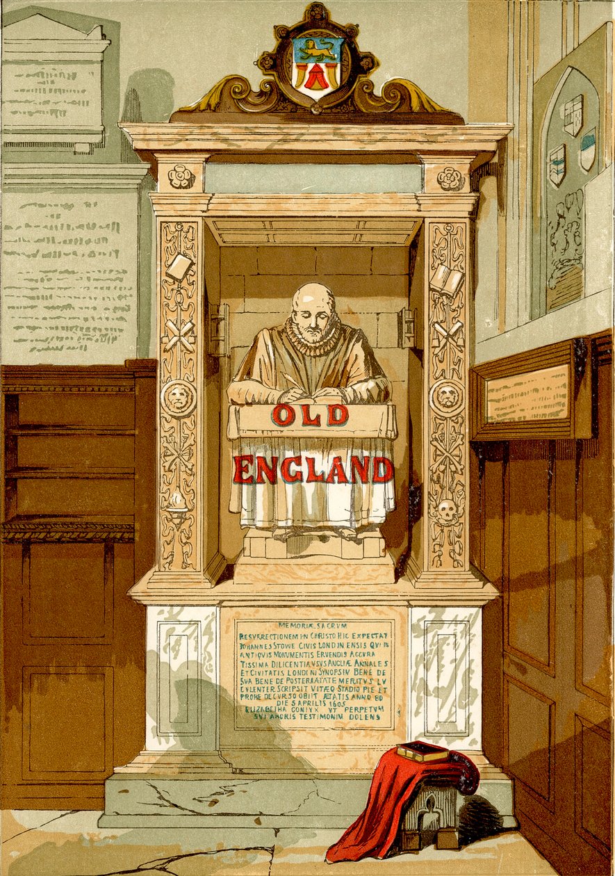 Oud Engeland (ingekleurde gravure) door English School