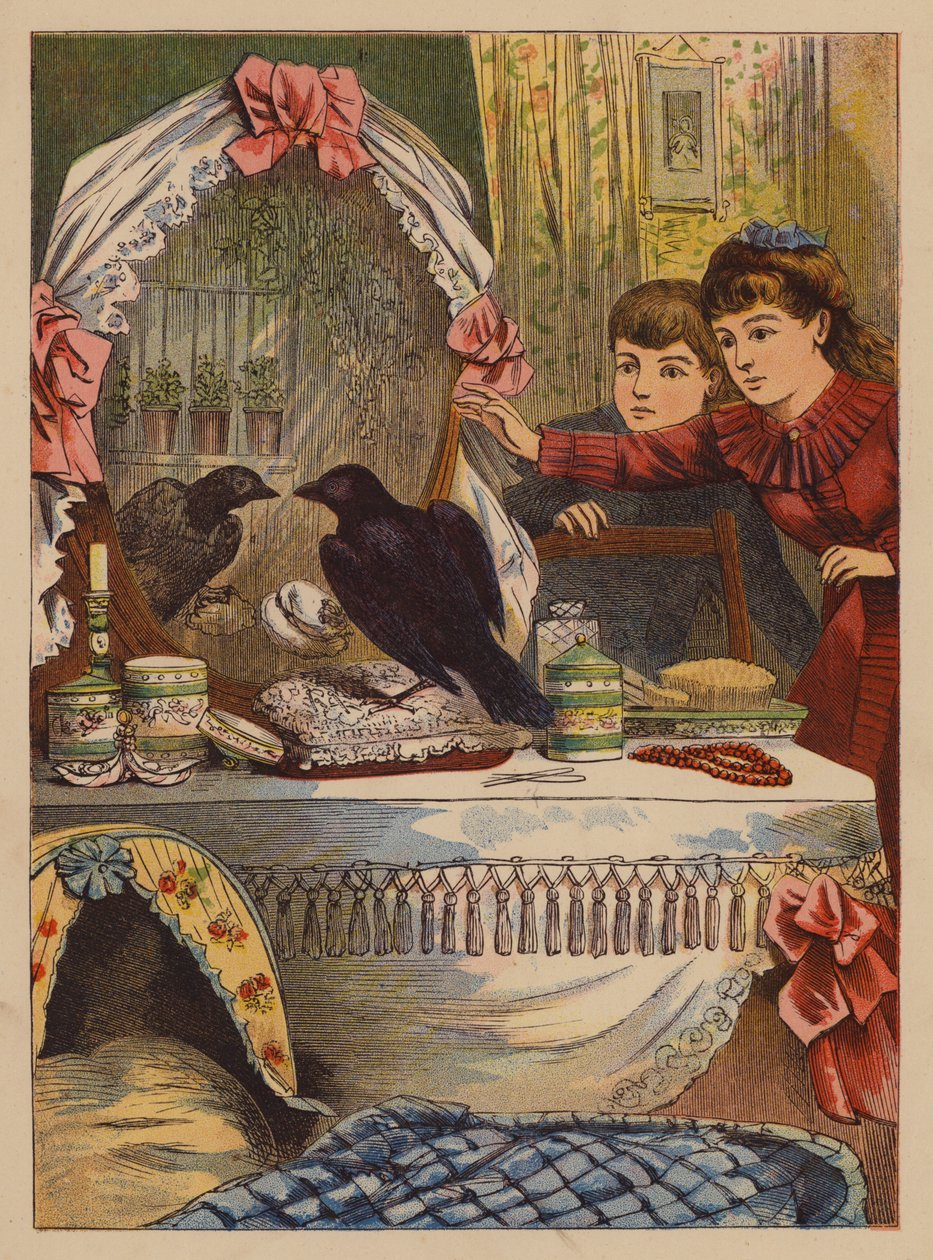 Op de kaptafel (kleurenlitho) door English School