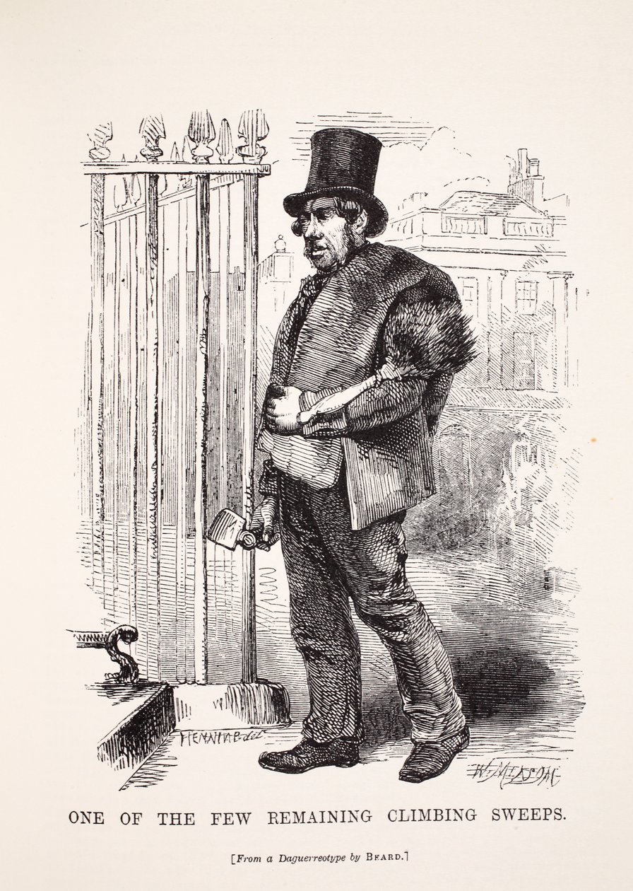 Een van de weinige overgebleven schoorsteenvegers, naar de daguerreotype door Richard Beard, illustratie uit London Labour and London Poor door Henry Mayhew, pub. 1862 door English School
