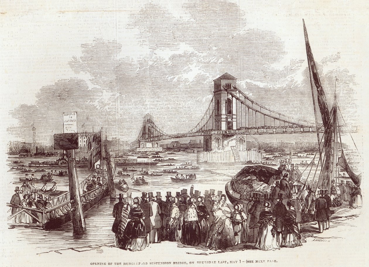 Opening van de Hungerford Suspension Bridge, uit 
