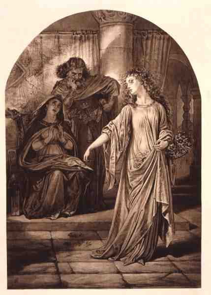 Ophelia, in Hamlet door William Shakespeare door English School