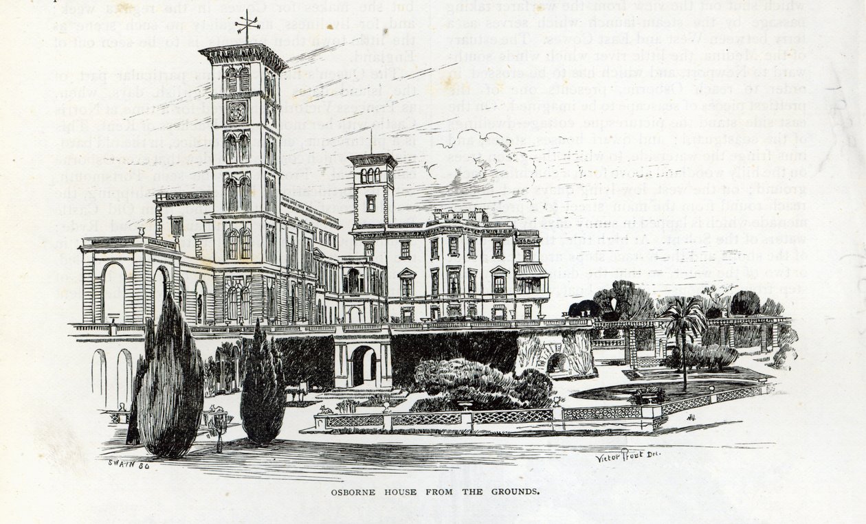 Osborne House vanuit de Tuinen, uit 