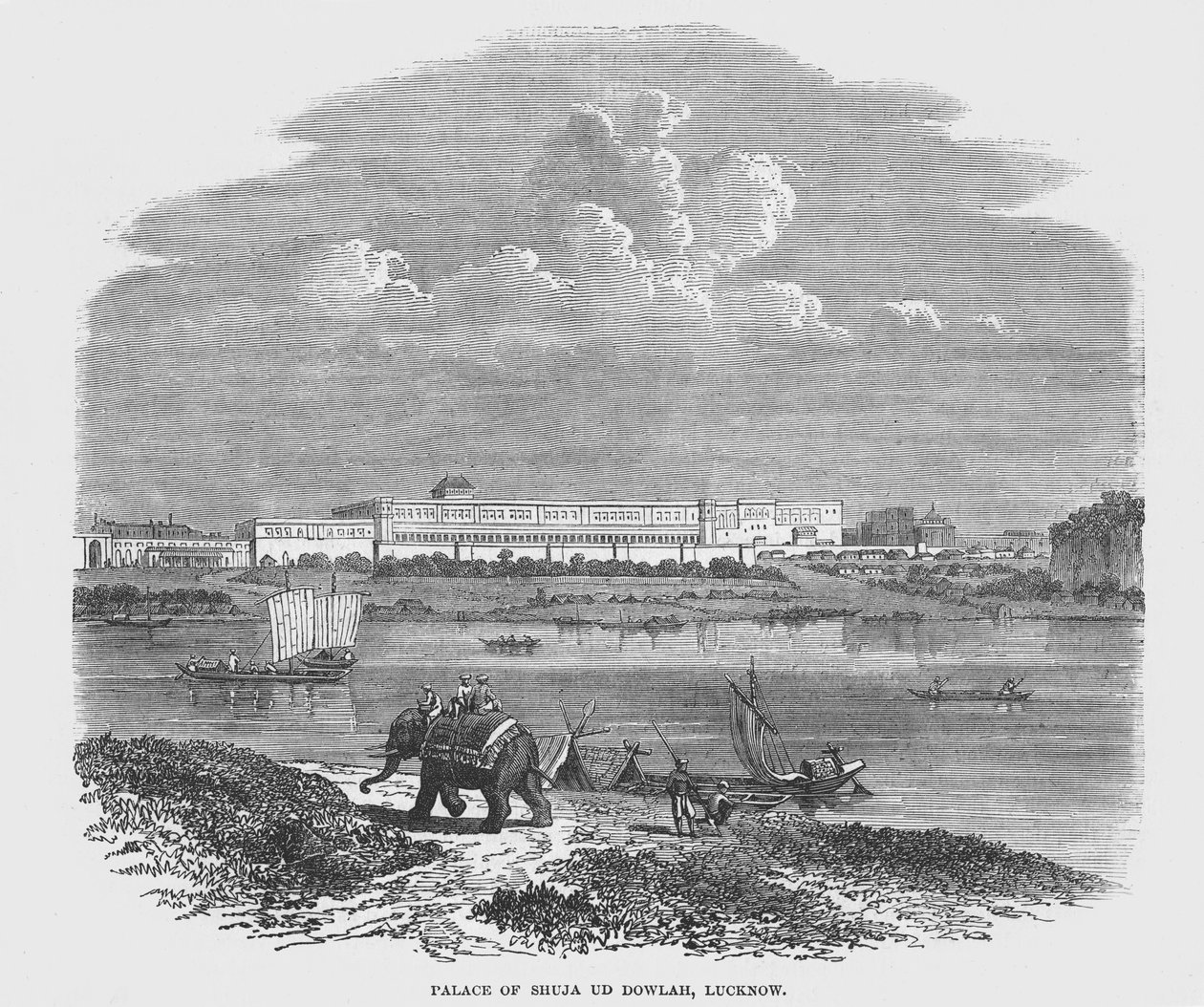 Paleis van Shuja Ud Dowlah, Lucknow (gravure) door English School