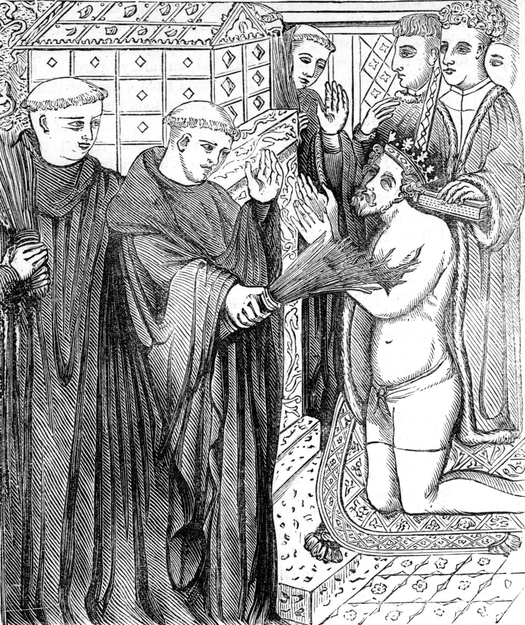 Boetedoening van Hendrik II, naar een gravure in Carter