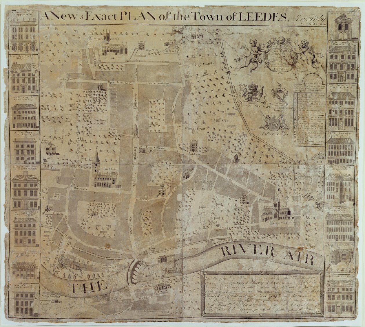 Plan van Leeds, onderzocht door John Cossins, ca. 1730 door English School