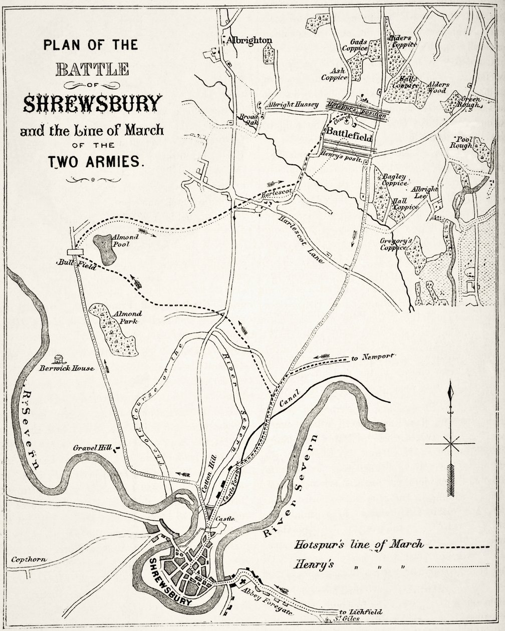 Plan van de Slag bij Shrewsbury, 21 juli 1403, uit 