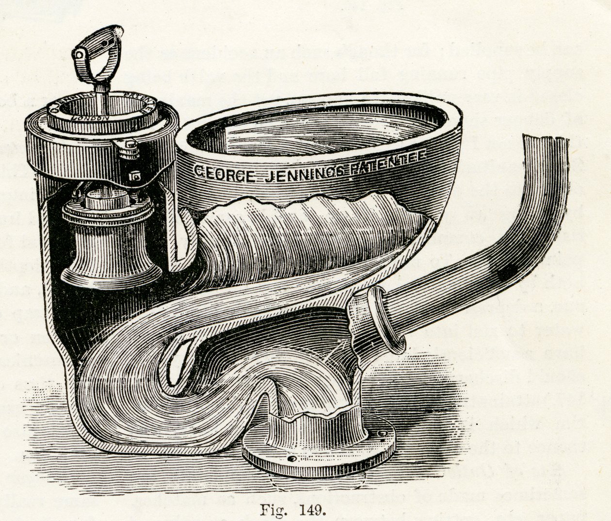 Plunge Klep Closet, met opgetilde hendel, 1870 door English School