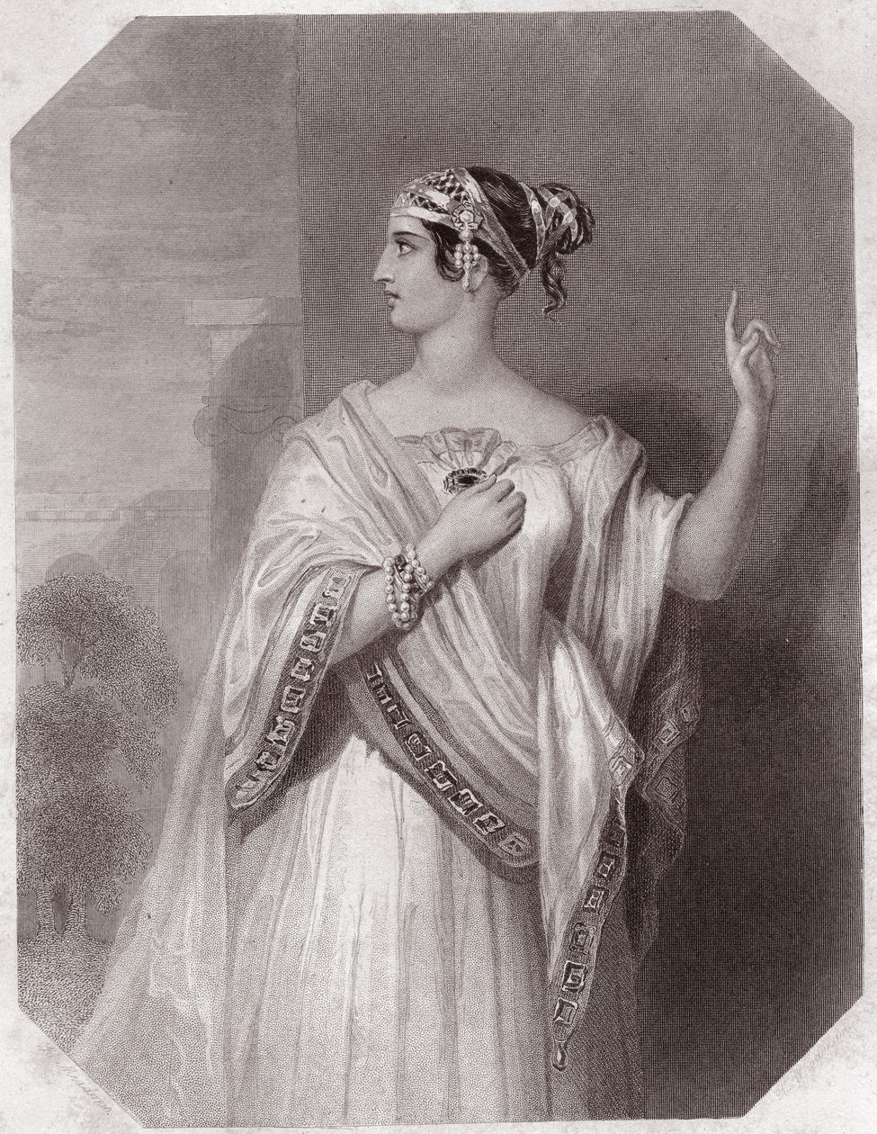 Porcia, vrouw van Brutus (Julius Caesar) in Galerie des femmes de Shakespeare, circa 1838 door English School