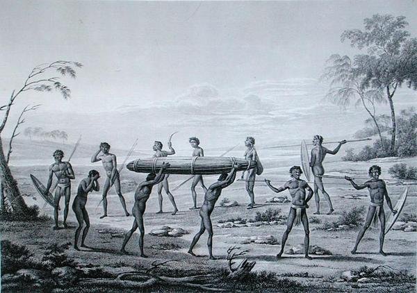 Port Jackson, Nieuw-Holland: Aborigines begrafenisceremonie, uit 