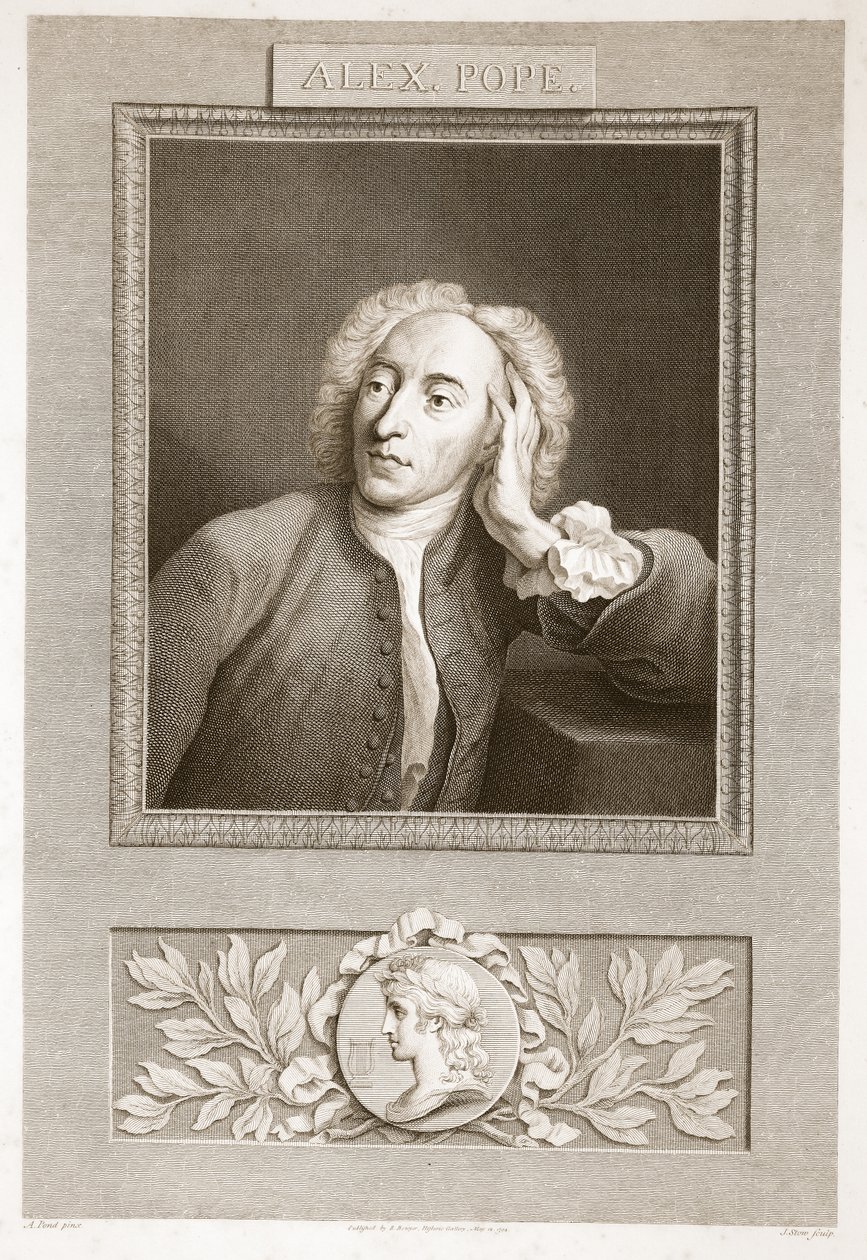 Portret van Alexander Pope, illustratie uit David Humes The History of England, uitgegeven door R. Bowyer, Londen, 1812 door English School