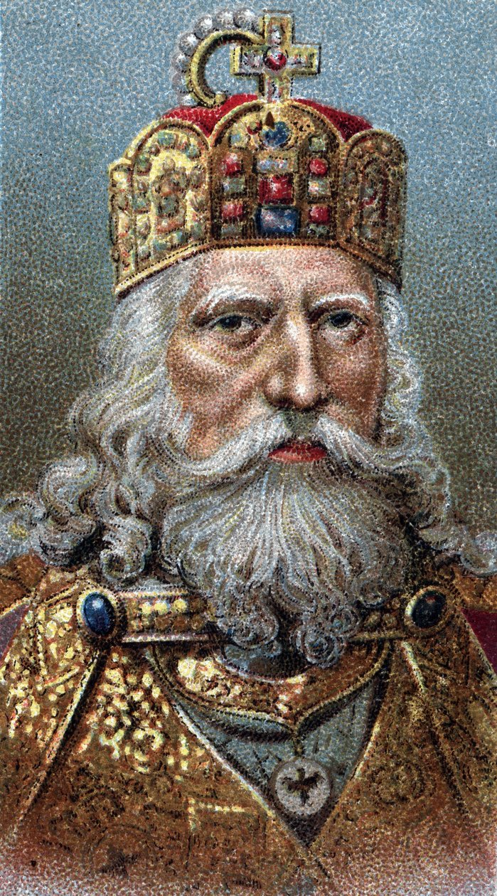 Portret van Karel de Grote (742-814), koning der Franken - Uit de serie Leaders of Men. door English School