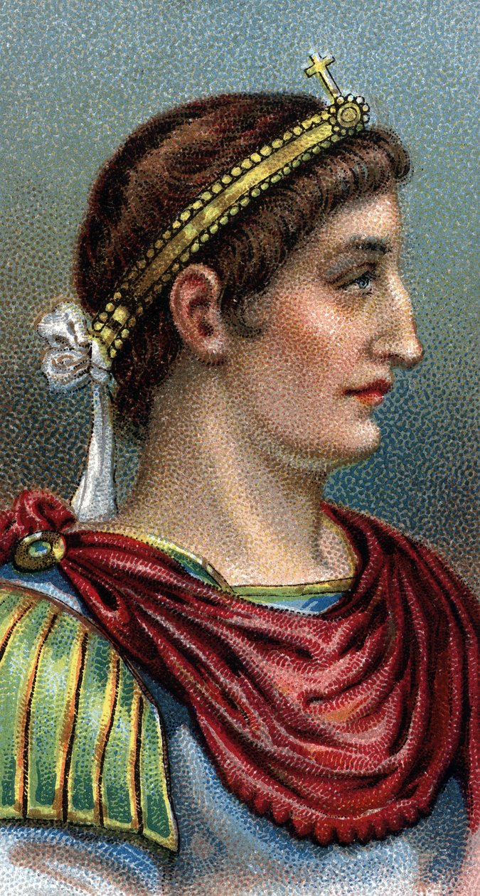 Portret van Constantijn de Grote (Constantijn I de Grote, 270-337) - Uit de serie Leaders of Men. door English School