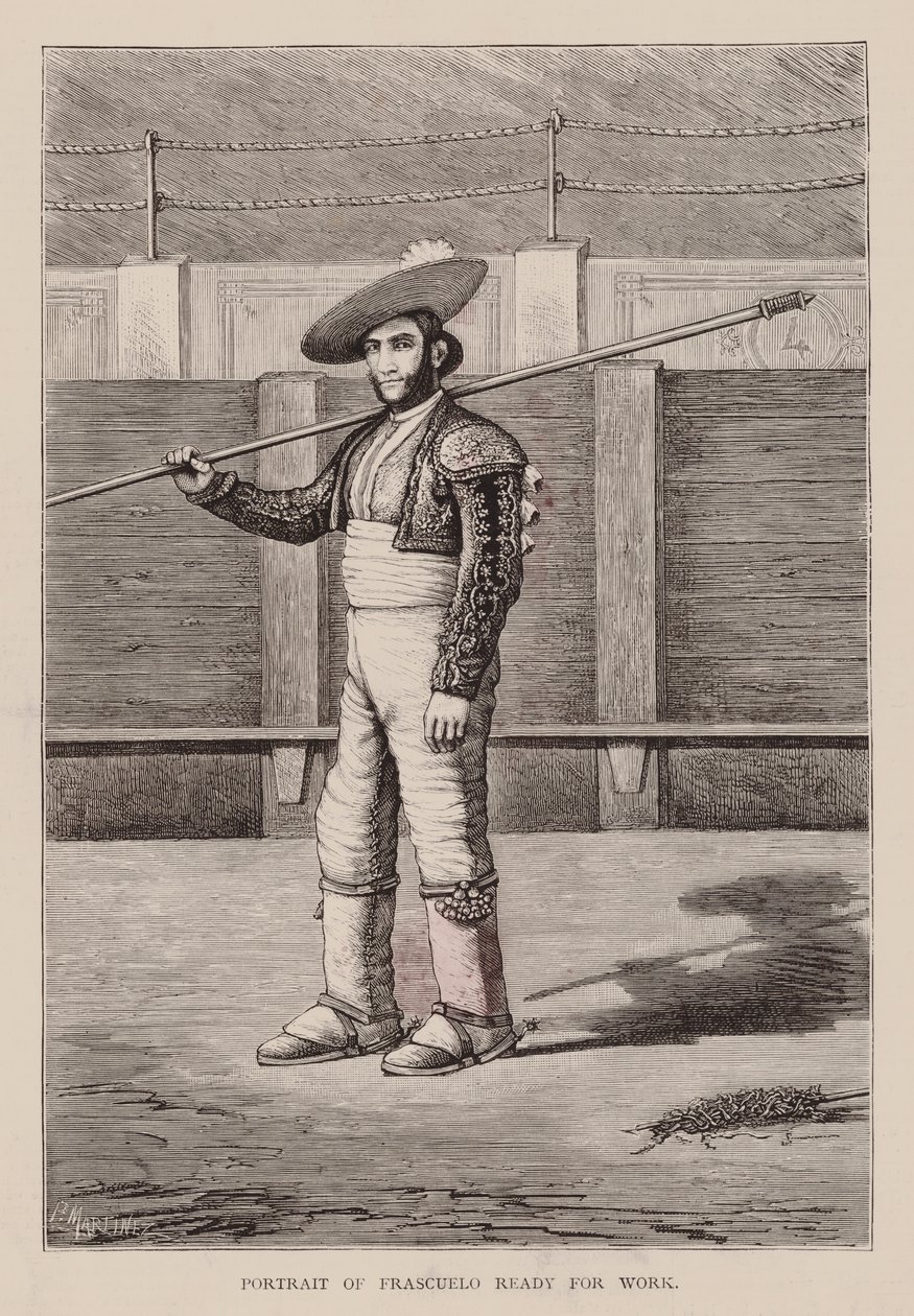 Portret van Frascuelo, klaar om te werken (gravure) door English School