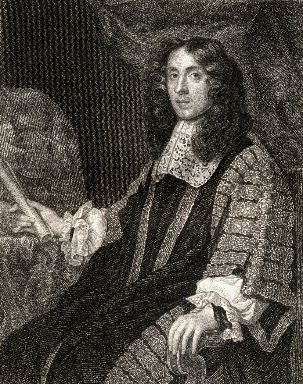 Portret van Heneage Finch, uit Lodges British Portraits door English School