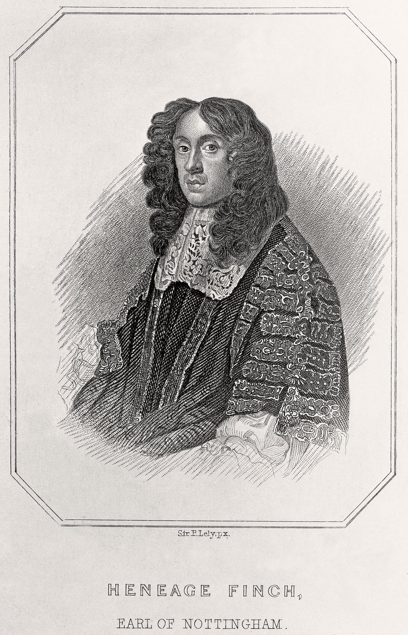 Portret van Heneage Finch, Graaf van Nottingham door English School