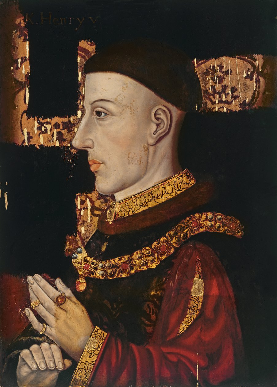 Portret van Hendrik V (1387-1422) (tijdens restauratie) door English School
