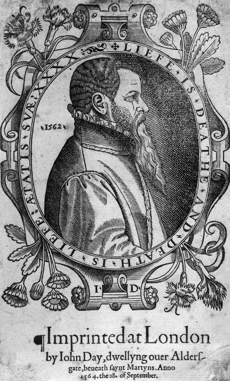Portret van John Day, frontispice van Foxes Book of Martyrs, 1564 door English School