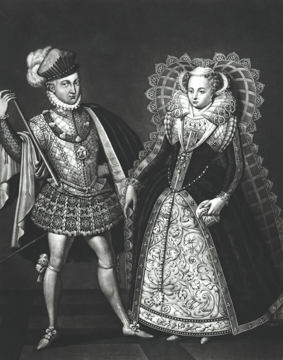 Portret van Mary Queen of Scots (1542-87) en Henry Stewart, Lord Darnley (1545-67), 29 juni 1565 door English School