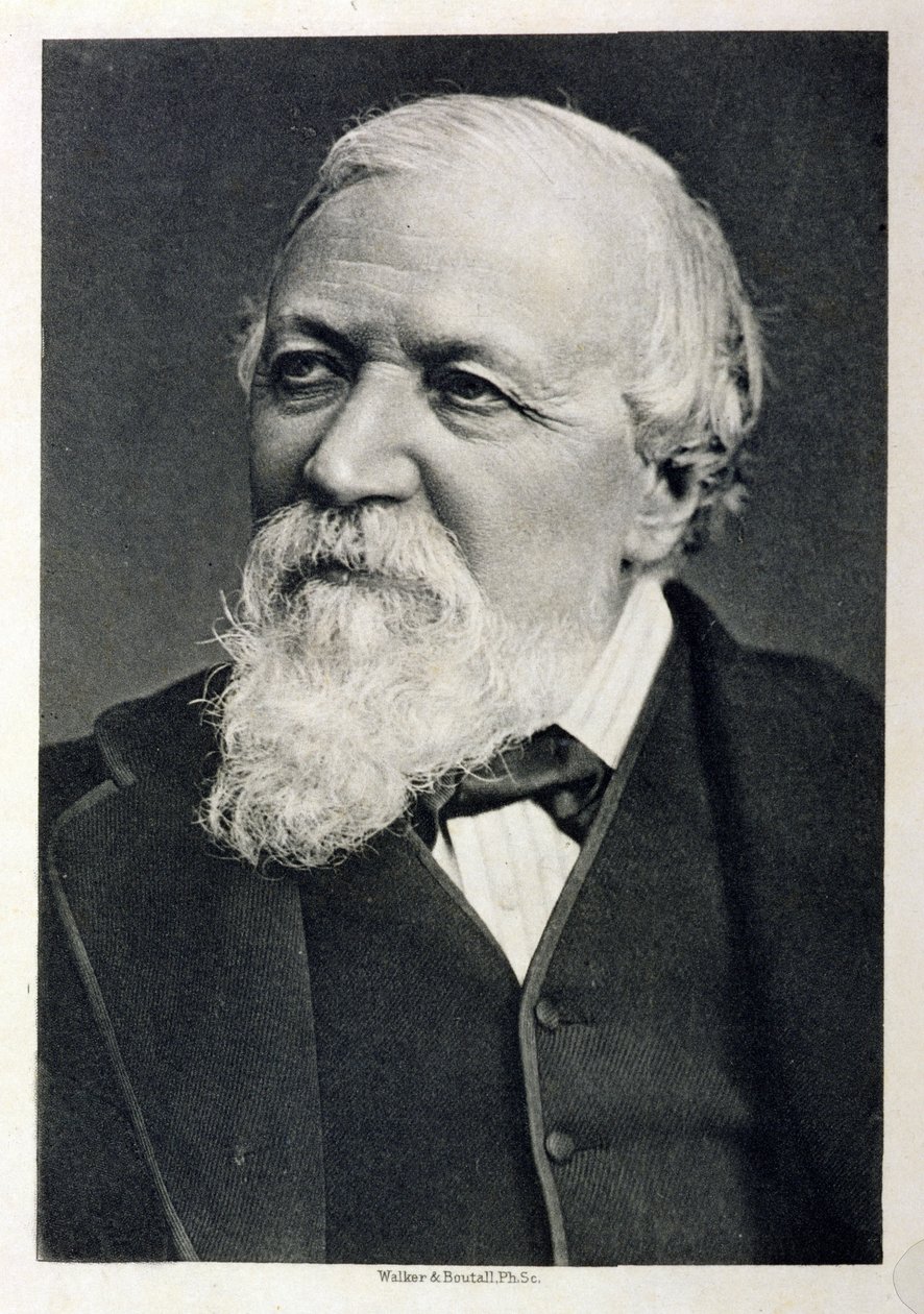 Portret van Robert Browning (1812-89) van een foto door Fradelle en Young, gegraveerd door Walker en Boutall, 1881 door English School