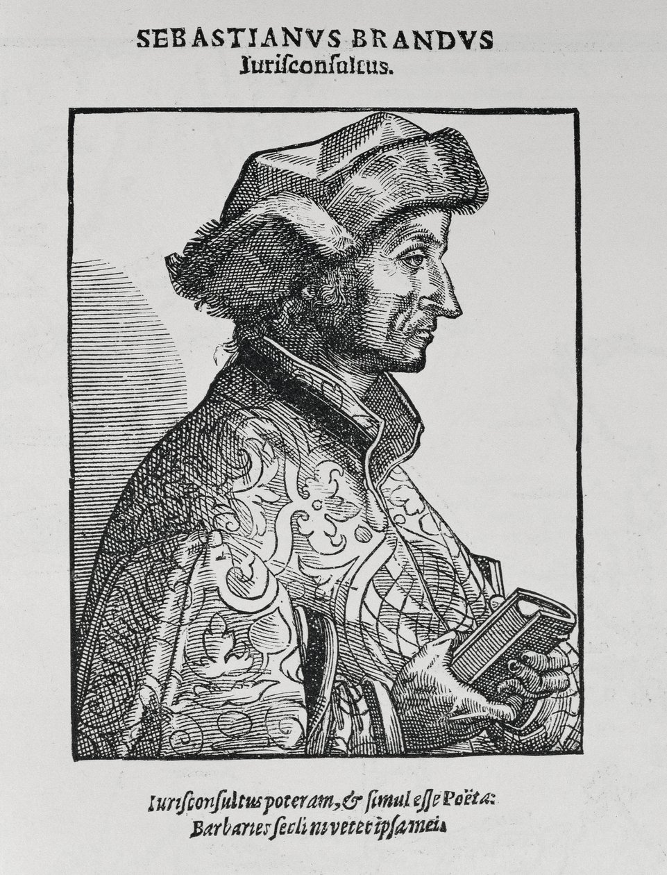 Portret van Sebastian Brant (ca. 1458-1521) uit The Narrative and Critical History of America, bewerkt door Justin Winsor, Londen, 1886 door English School