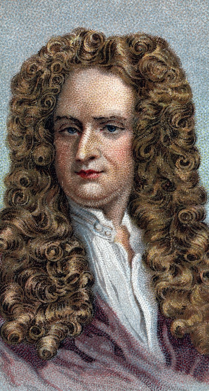 Portret van Sir Isaac Newton 1642-1727, Engelse natuurkundige en wiskundige - Uit de serie 