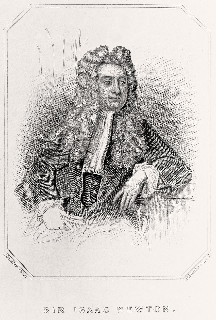 Portret van Sir Isaac Newton door English School