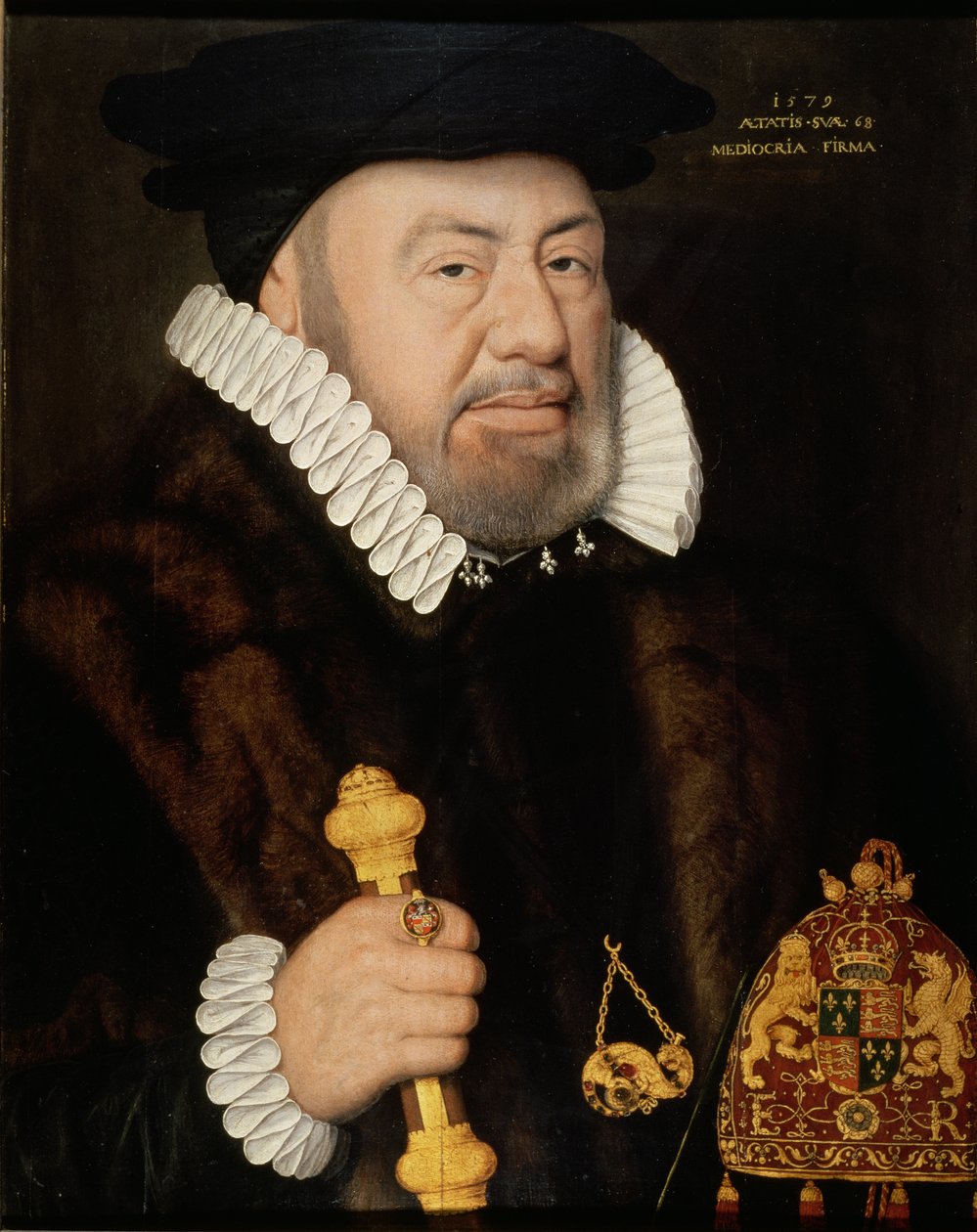 Portret van Sir Nicholas Bacon door English School