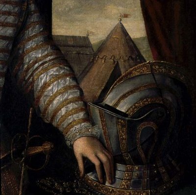 Portret van Sir Robert Dudley, graaf van Leicester (detail) door English School