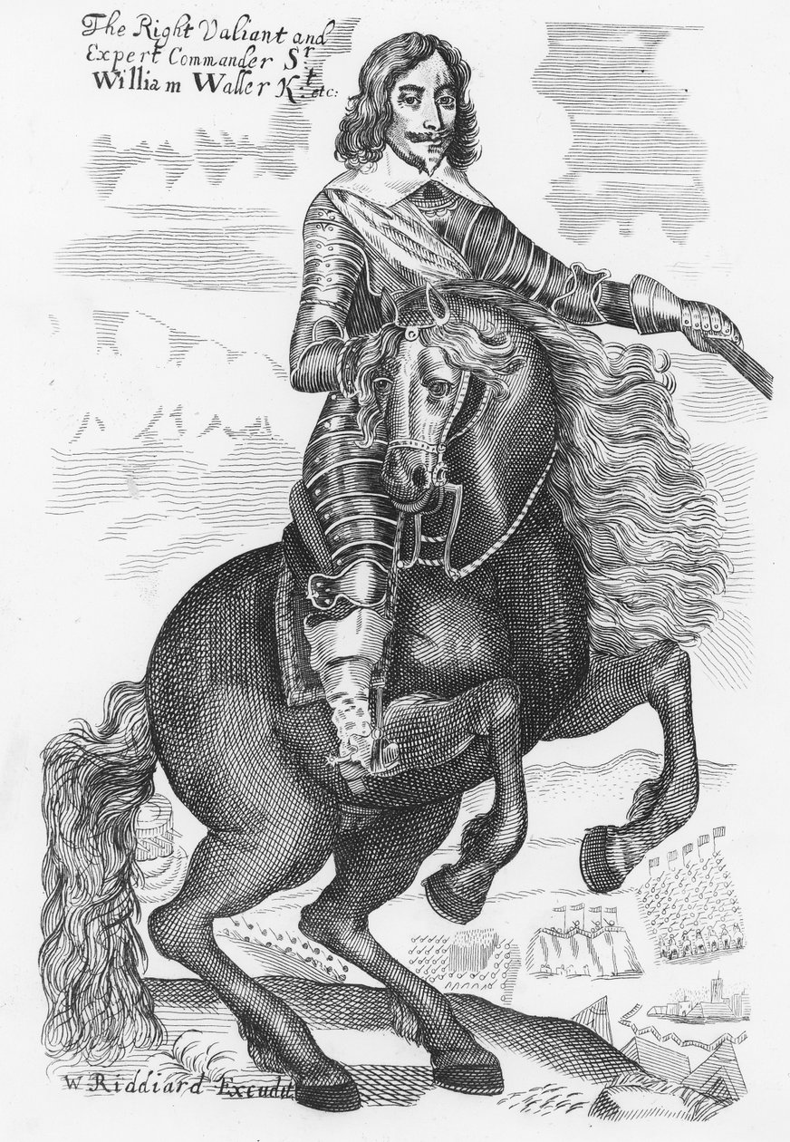 Portret van Sir William Waller (gravure) door English School