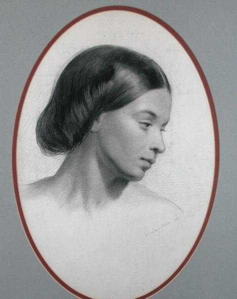 Portret van een meisje door English School