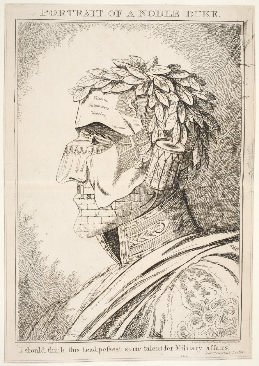 Portret van een edele hertog, ik denk dat dit hoofd enig talent voor militaire zaken bezit, 1829 door English School
