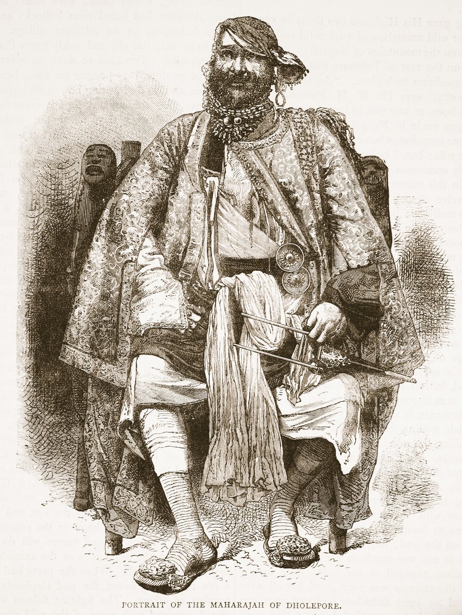 Portret van de Maharadja van Dholepore, illustratie uit Cassells Geïllustreerde Geschiedenis van Engeland door English School