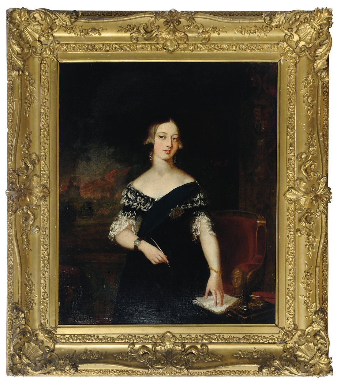 Portret van de jonge Koningin Victoria door English School