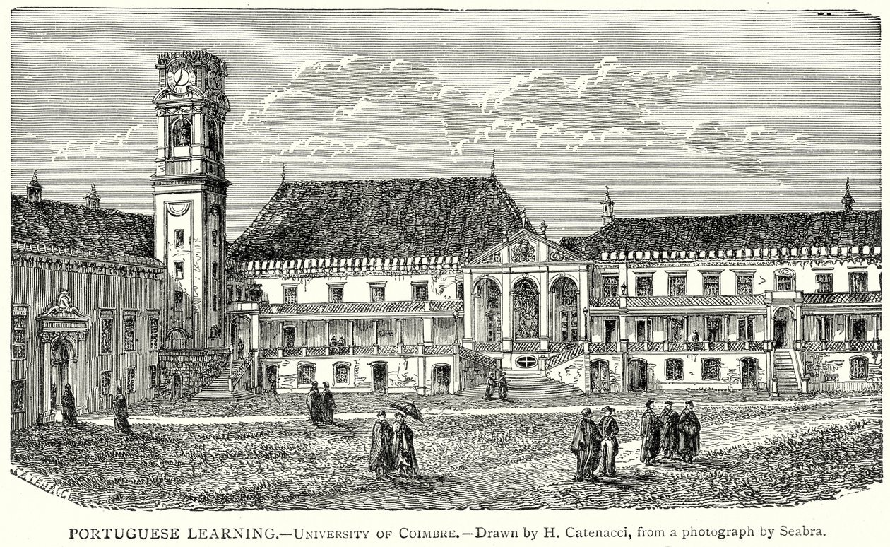 Portugees leren. - Universiteit van Coimbre (gravure) door English School